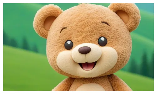 Still image of a teddy bear character from an animation